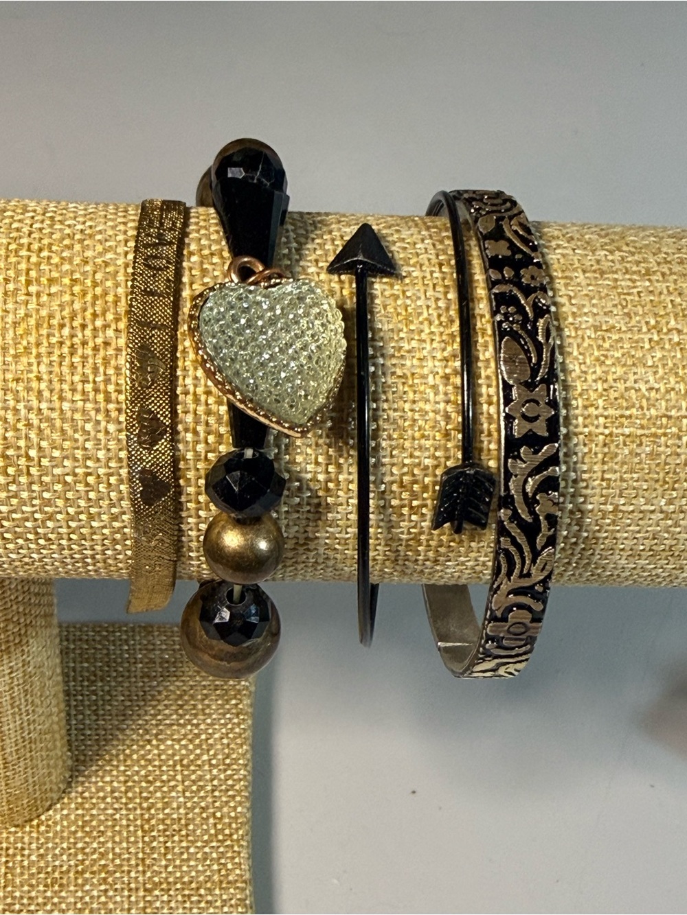 Personally Curated Vintage Mixed Metal and Black Women's Bracelet B13